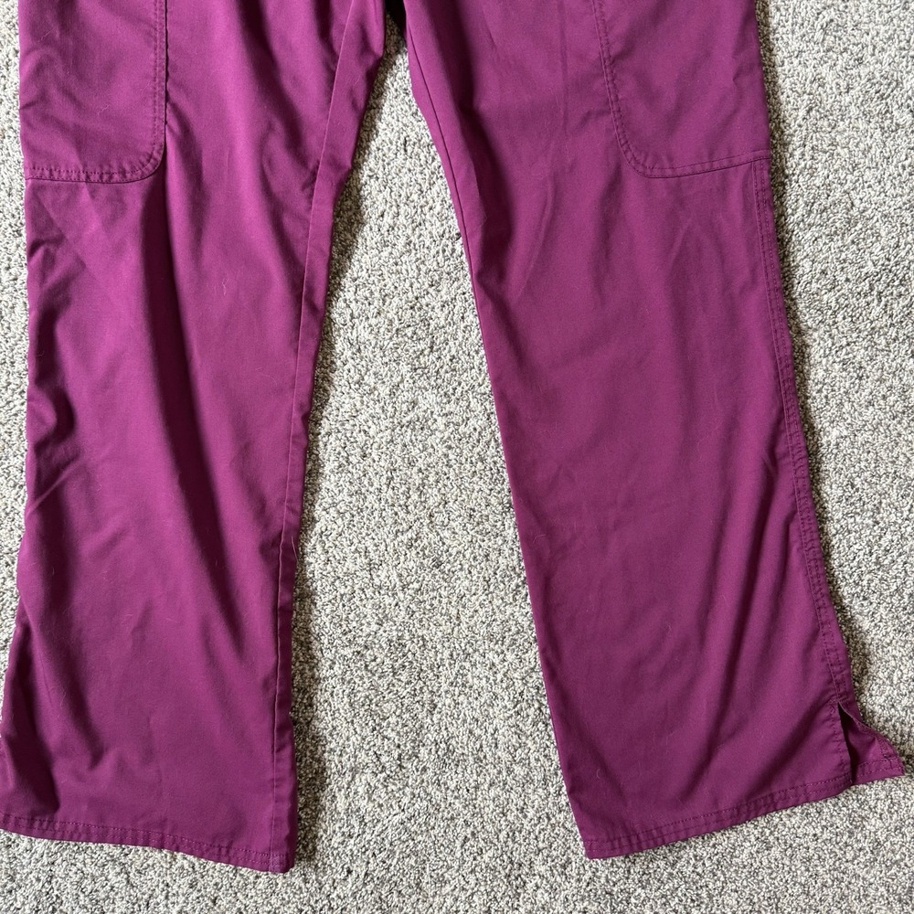 Cherokee Workwear Revolution Size M Tall Slight‎ Flare Drawstring Scrubs Maroon - Picture 3 of 9